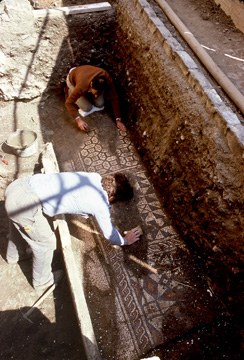 1979: Découverte d'une salle dotée d'une mosaïque du Ve siècle