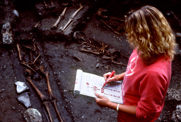 1983: excavation of the tombs of the former cemetery of Sainte-Croix